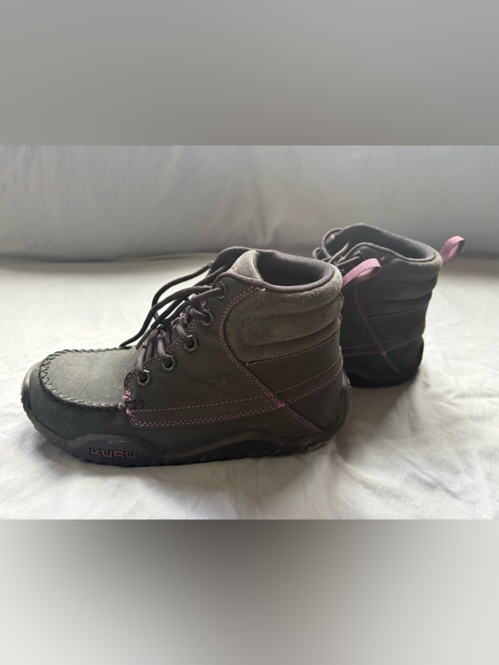 KURU Women's Gray Combat Boots with Purple Accents